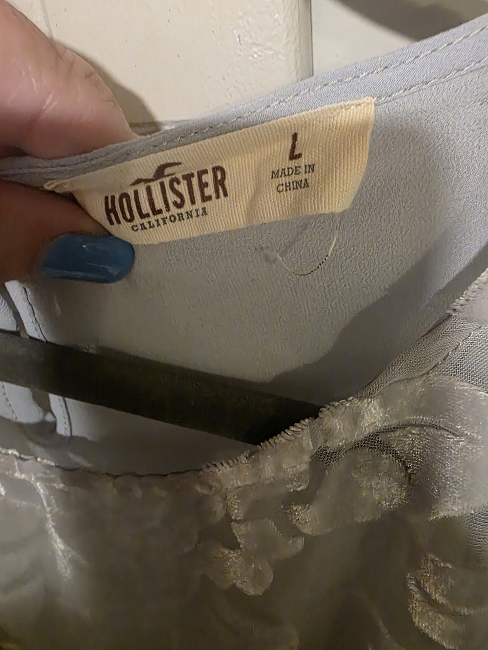 Hollister Pale Blue Babydoll Top Sz L - Picture 3 of 4